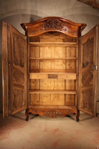 Furniture  - End of 18th C marriage “armoire” (wardrobe). In walnut wood. From Nîmes.