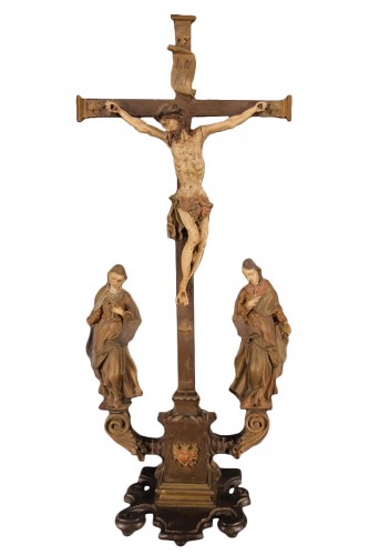 Late 17th C-early 18th C Baroque Calvary in wood