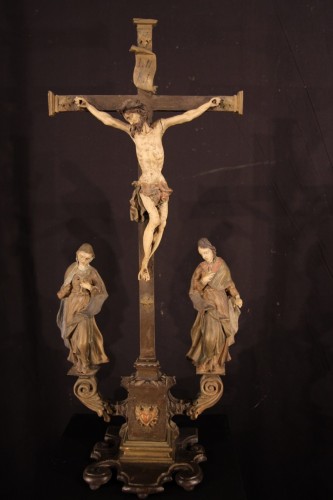 17th century - Late 17th C-early 18th C Baroque Calvary in wood