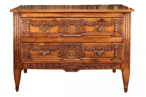 A late 18thC Louis XVI commode (chest of drawers). In blond walnut wood from Provence