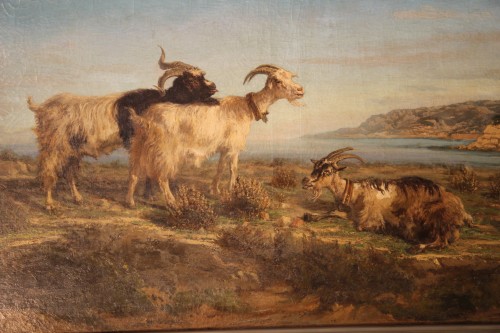 François Simon (Marseille 1818-1896). Les chèvres du Rove - Tableaux et dessins Style 