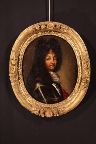 XVIIe siècle - Portrait en armure de Louis XIV - Ecole française du XVIIe siècle