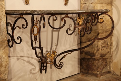 Furniture  - 18th C Console in gilt and patinated wrougth iron From Provence