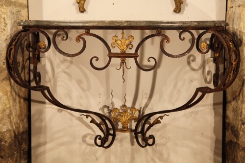 18th C Console in gilt and patinated wrougth iron From Provence - 