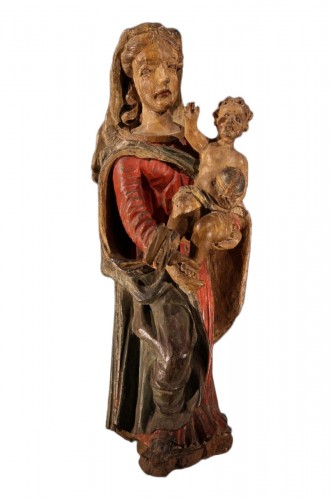  17th C Virgin and Child  with its original polychromy. From Occitania