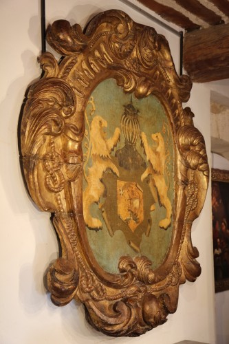 17th C large baroque cartouche. Hispano-Flemish work. - 