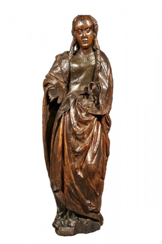 Late 15th C statue of a Holy Woman. Burgundian-Flemish work. 