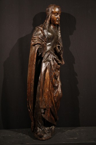 Late 15th C statue of a Holy Woman. Burgundian-Flemish work.  - Sculpture Style Middle age