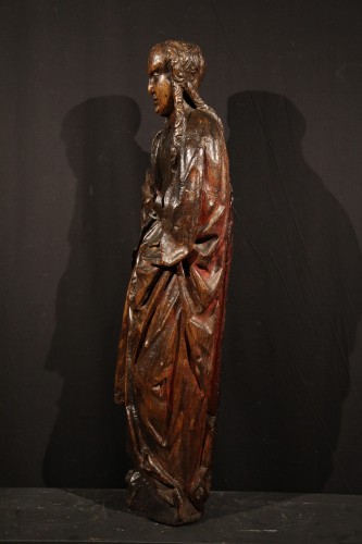 Sculpture  - Late 15th C statue of a Holy Woman. Burgundian-Flemish work. 