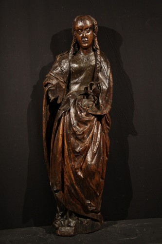 Late 15th C statue of a Holy Woman. Burgundian-Flemish work.  - Middle age