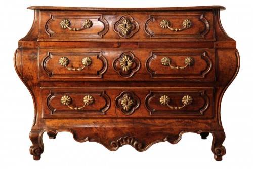 Early 18thC French  Regence chest of drawers called “commode tombeau&quot;