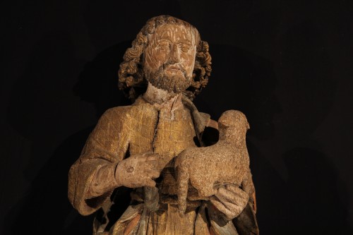 <= 16th century - Middle of 16thC. St John the Baptist in Oak wood with traces of polychromy