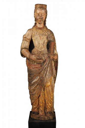 Ste Catherine of Alexandria. Early 16th C statue from France.