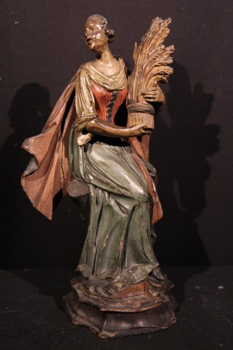 Sculpture  - 18th C Italian Statuettes in  polychrome wood representing the 4 seasons. 