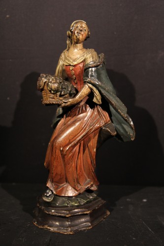 18th C Italian Statuettes in  polychrome wood representing the 4 seasons.  - 