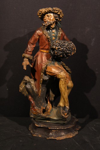 18th C Italian Statuettes in  polychrome wood representing the 4 seasons.  - 