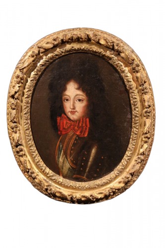 17th C French school. Half-length portrait of a young lord in armour.