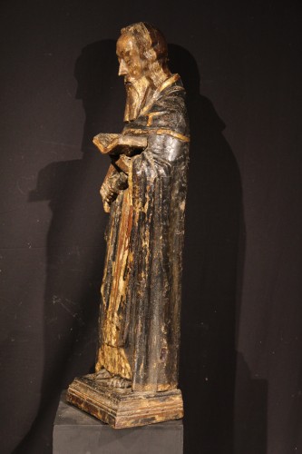 Sculpture  - St Antony the Great. Gilt and polychrome wood. Gothic period : 14-15 th C. 