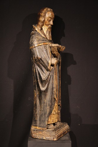 St Antony the Great. Gilt and polychrome wood. Gothic period : 14-15 th C.  - 