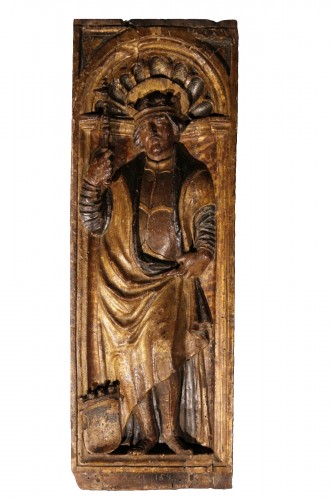 Polychrome and gilt wood panel dated 1525. Bamberg (Bavaria) Henri II