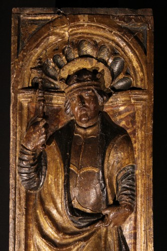 Polychrome and gilt wood panel dated 1525. Bamberg (Bavaria) Henri II - Sculpture Style 