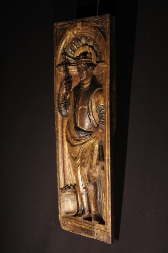 <= 16th century - Polychrome and gilt wood panel dated 1525. Bamberg (Bavaria) Henri II
