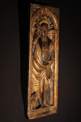 Panneau de bois polychrome et doré daté de 1525 - Bamberg (Bavière) Henri II - 