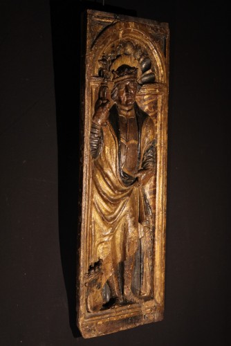 Polychrome and gilt wood panel dated 1525. Bamberg (Bavaria) Henri II - 