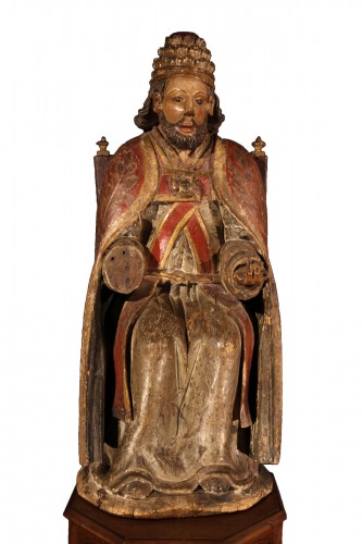 Saint Peter as Supreme Pontiff. Late 16th C statue from Northern France.