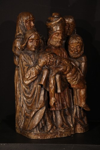 Carved oak wood Lamentation of the dead Christ, Rhine work circa 1500 - 
