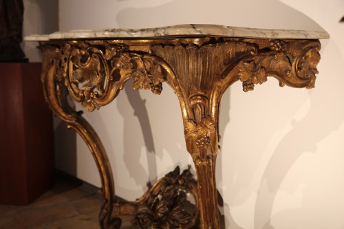 Mobilier Console - Console Louis XV en bois doré, Provence époque XVIIIe