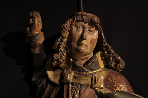 Saint Georges terrassant le Démon. Travail Souabe 1ère moitié du XVIe - Sculpture Style 