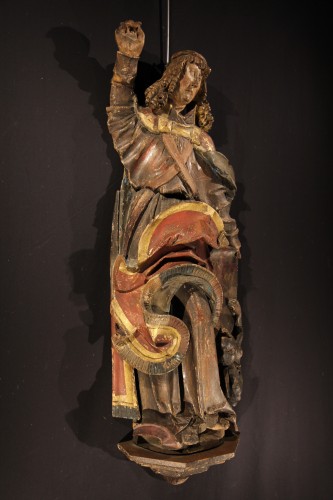 1st half of 16th C Swabian sculpture. Saint Georges slaying the Devil. - 