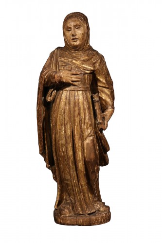 16th C sculpture of a Saint nun in softwood From Spain