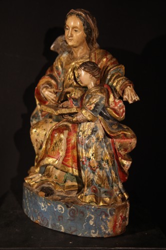 Sculpture Sculpture en Bois - Education de la Vierge - Espagne XVIIIe siècle