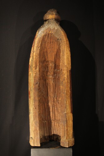 Late 16th C Statue: Saint Dominique in coak wood with traces of polychromy. - 