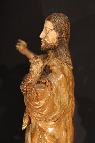 18thC Spanish School. St John the Baptist. Sculpture in walnut wood. - 