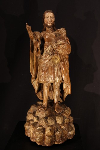  - 18thC Spanish School. St John the Baptist. Sculpture in walnut wood.