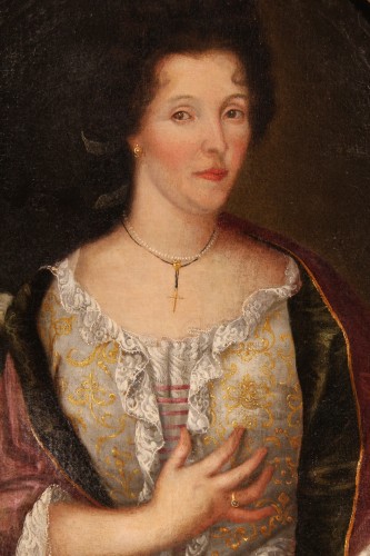 Ecole française du XVIIIe - Portrait en buste d’une dame de qualité - Tableaux et dessins Style 