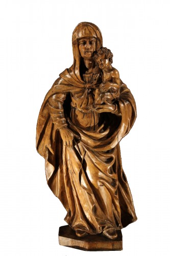 A Late 16th C walnut wood St Anne and the Child. Southern France