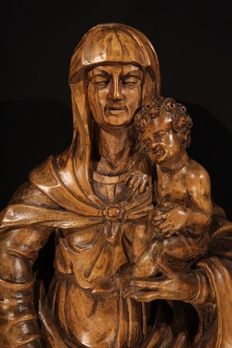Sainte Anne et l’Enfant. Sud de la France fin XVIe - Sculpture Style 