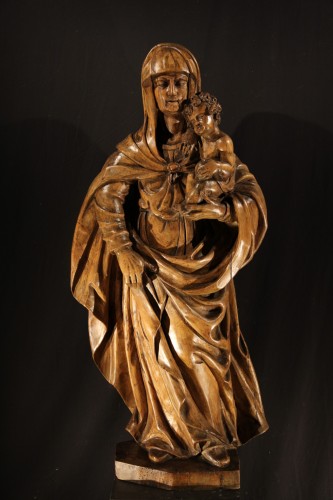 A Late 16th C walnut wood St Anne and the Child. Southern France - 