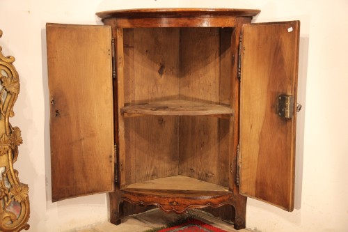 Furniture  - 18thC Louis XV “encoignure” (corner cupboard).In walnut wood. From Provence