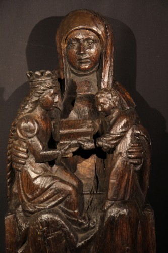 Sainte Anne Trinitaire - Pays Bas ou Allemagne du Nord fin du XVe siècle - Sculpture Style 