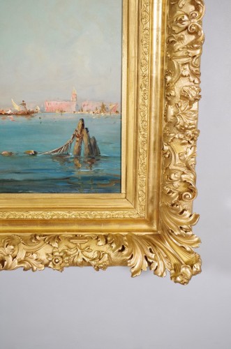 Antiquités - Henri Malfroy-Savigny (1895-1944)  - Bateaux au large de Venise
