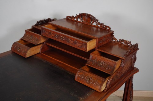 Double-sided walnut desk circa 1900 - Art nouveau