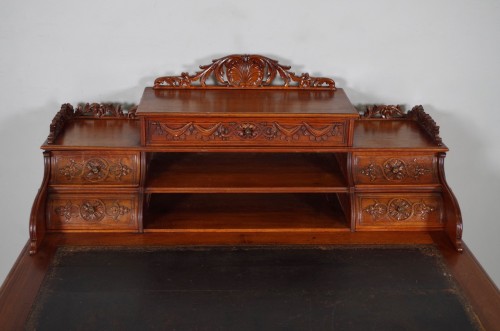 Antiquités - Double-sided walnut desk circa 1900