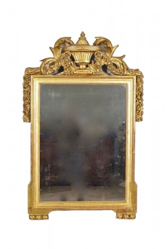 Louis XVI gilt mirror with pediment