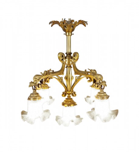 Neo-Gothic bronze chandelier circa 1880