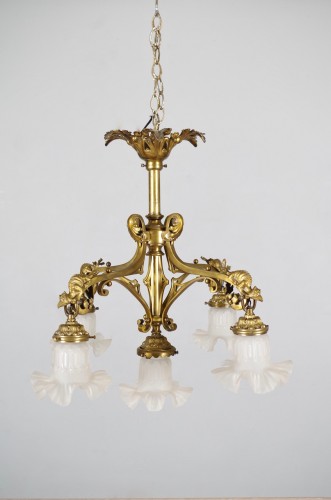 Lustre néo-Gothique en bronze vers 1880 - Luminaires Style Napoléon III